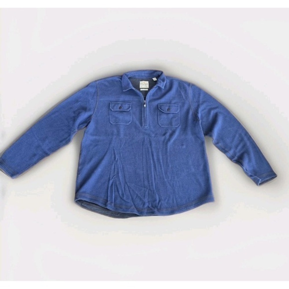 Tommy Bahama Pullover Shirt Size XL Blue Jeans Island Modern Fit 1/4 Zip Heavy